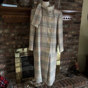 Vintage Rice Coat Company Mohair Ivory & Pink Long Coat Size